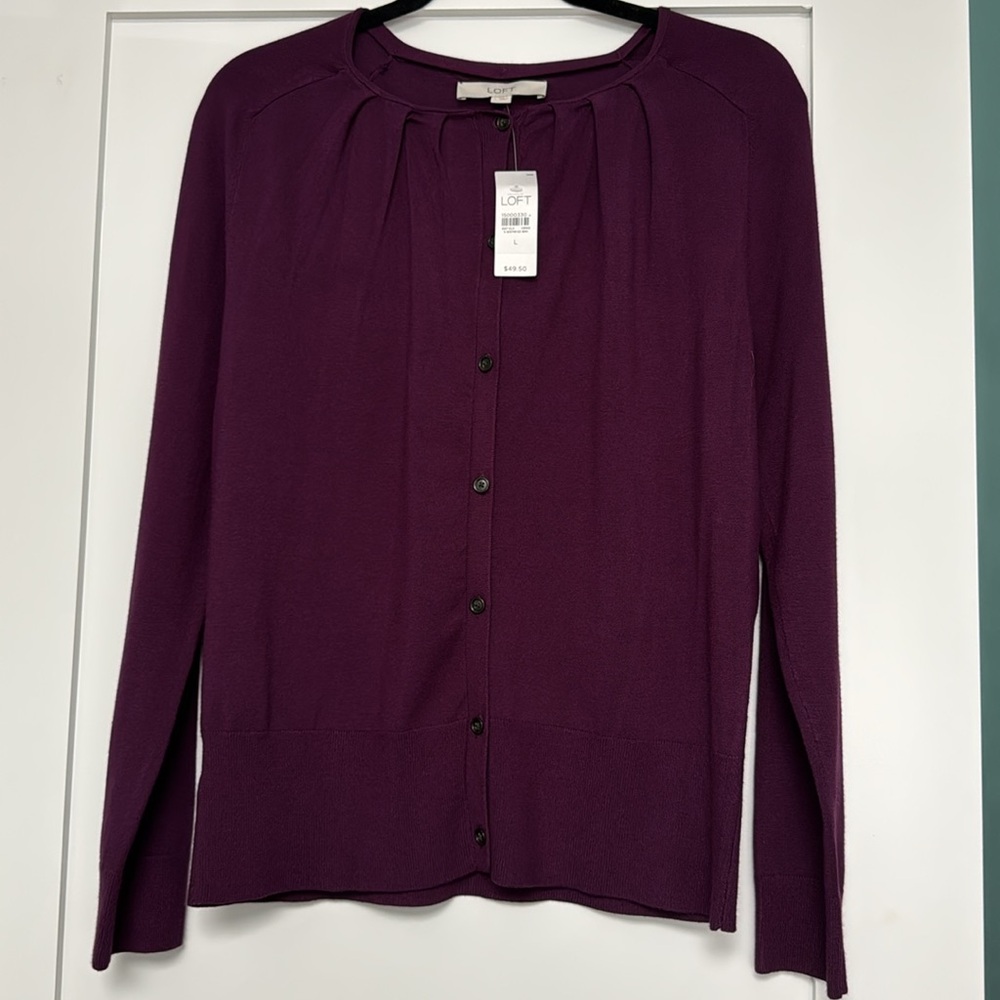LOFT - Purple Button-Up Cardigan